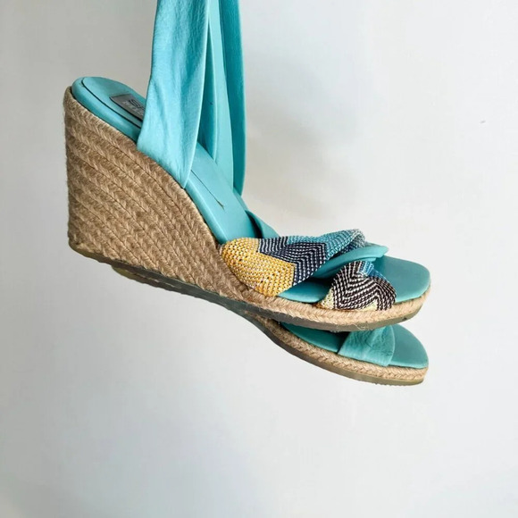 Missoni  Sport Nkle Wrap Raffie Wedge Heels Sandals 40 - Picture 3 of 11